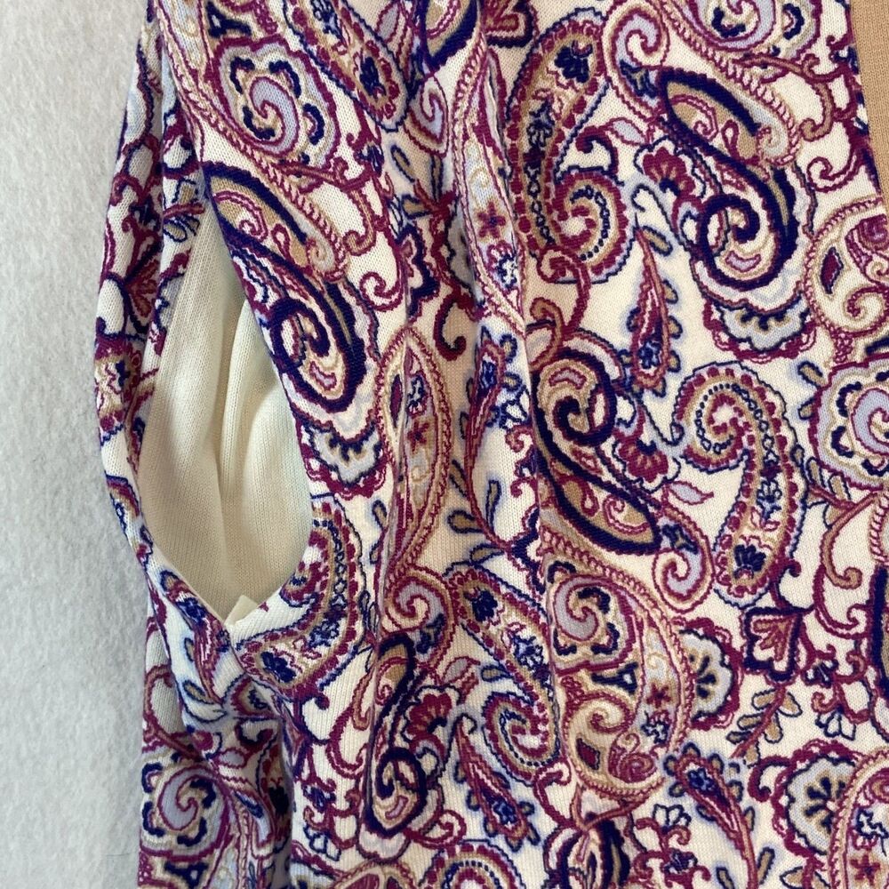 Lands End Long Line Cardigan Sweater Women's Large 14-16 Paisley Open Front - Picture 3 of 8